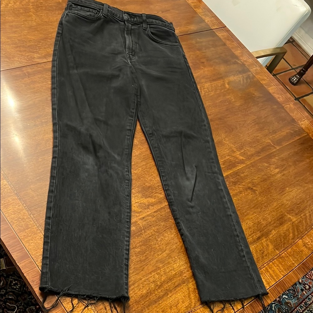 Black Frayed Hem Jeans